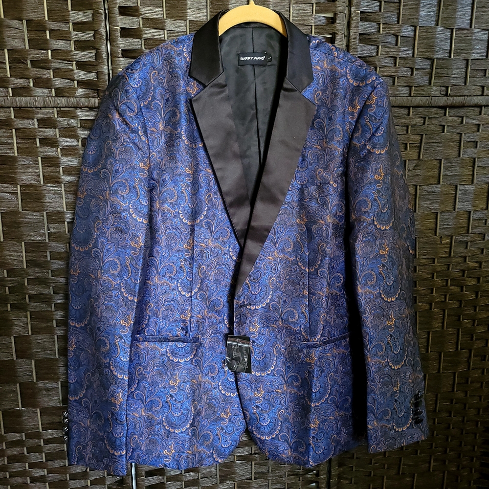 Dazzling Blue and Gold Men's Blazer by